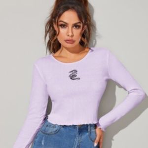 Dragon Print Lettuce Edge Tee